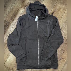 Men’s Xl T- GAP- Thermal Lined Zip Up Hoodie- Grey/Taupe